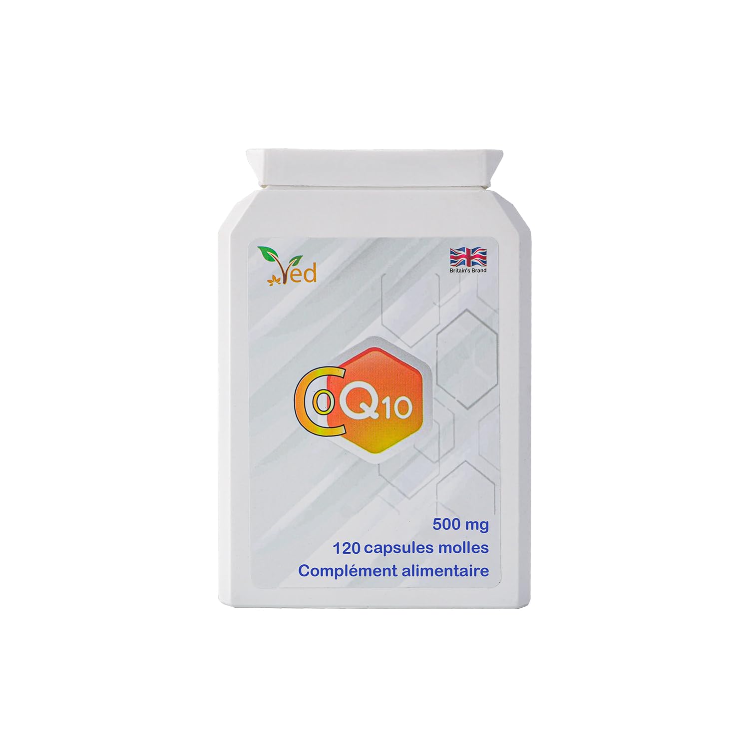 CoQ10 de Ved 500mg | CoEnzyme Q10 | La plus haute résistance | Coenzyme d'ubiquinone naturellement fermentée | Formule naturelle supérieure | 500 mg 120 gélules | 4 mois d'approvisionnement