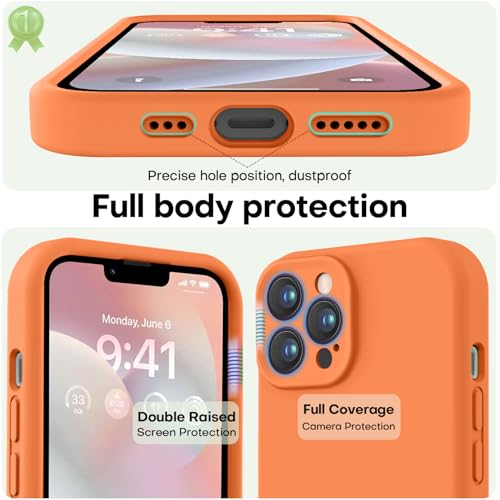 Image of LOVE 3000 Designed for iPhone 13 Pro Max Case, Premium Silicone with [Soft Anti-Scratch Microfiber Lining] Shockproof Protective Phone Case for Men Women Girls 6.7 inch, Bright Orange