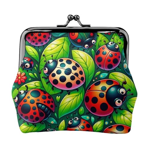 Pu Leather Buckle Coin Purse Garden-Animal-Leaves Girls Kiss-Lock Change Purse Wallets