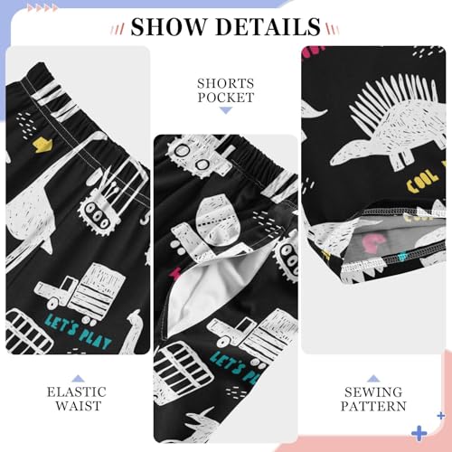 ZZXXB Dinosaur and Bulldozer Boys Long Pants Soft Trousers Elastic Waist Kids Lounge Bottoms with Pockets S-XL4