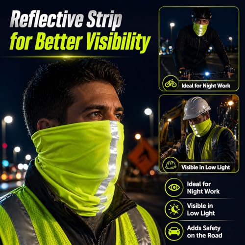 Image of SATINIOR 4 Pcs Neck Gaiter Face Mask for Men Reflective Face Cover Scarf Summer UV Sun Protection Balaclava Bandana for Work