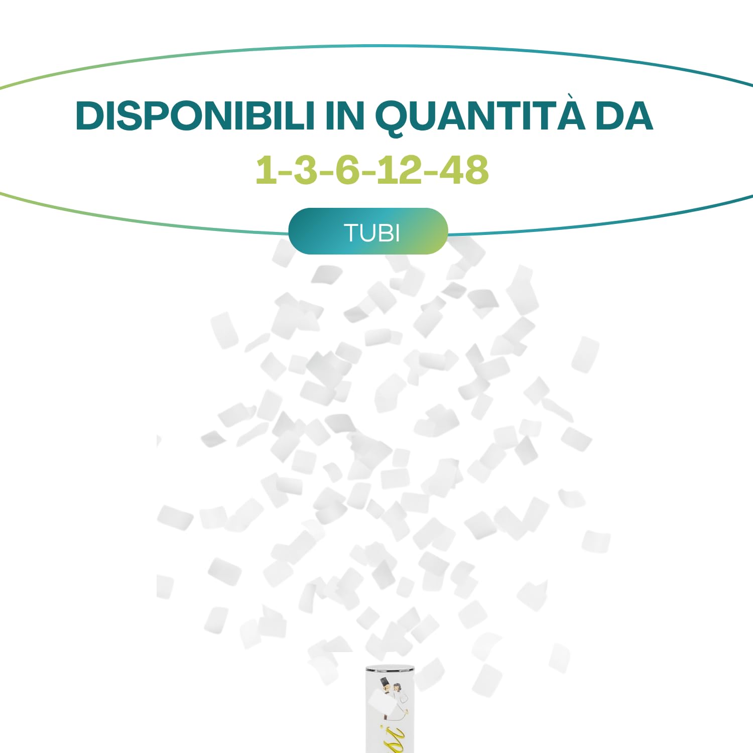 Palucart 12 sparacoriandoli Bianco spara coriandoli Bianco 40cm Cannone sparacoriandoli con coriandolo di Carta biodegradabile 9406
