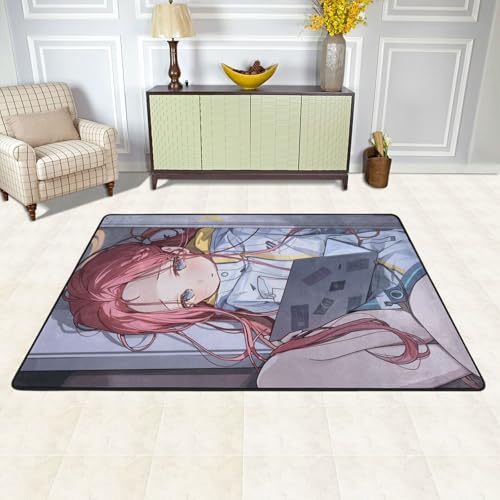 カーペット ブルーアーカイブ 花岡ユズ バスマット 長方形 大判 人気 おしゃれ 可愛い 防ダニ 抗菌 防臭 吸水 滑り止め ふわふわ 柔らかい肌触り 絨毯 室内装飾 床保護マット 玄関 キッチン リビング 浴室 洗面所 家庭用 洗える オールシーズン プ