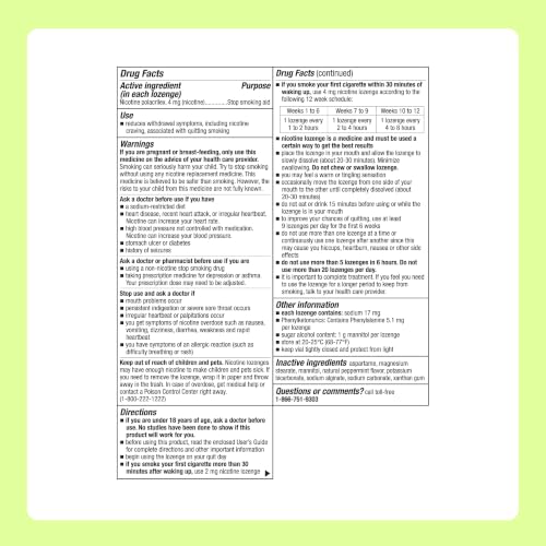 Amazon Basics Nicotine Polacrilex Lozenge, 4 mg (Nicotine), Mint Flavor, Stop Smoking Aid, 216 Count, (Previously Amazon Basic Care) - image 6
