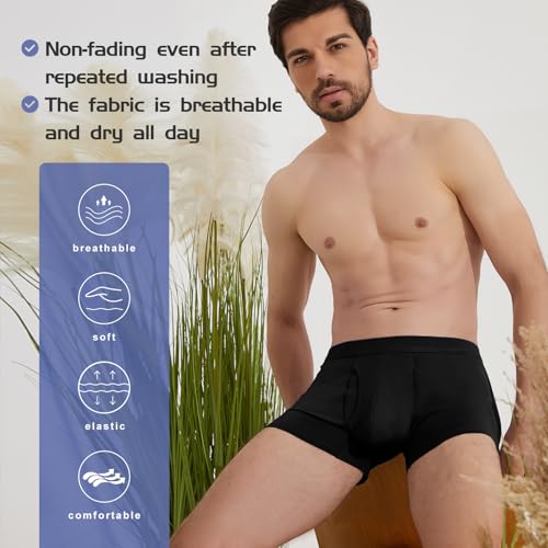Image of BAMBOO COOL Mens Underwear Trunks for Man Soft Waistband Open-fly Support Briefs(3 or 4 pack)