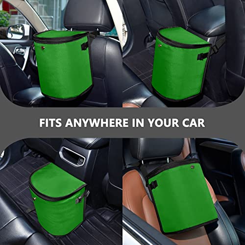 Image of Wudan Small Car Trash Can Green Accessories for Garbage Storage Organizer with Lid Waterproof Portable Auto and Truck Interior Seat Bin