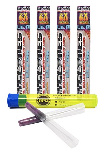 Cyclones Purple Unknown Flavored Pre-Rolled Cones Clear (4 Packs) with Rolling Paper Depot Kewl Tube