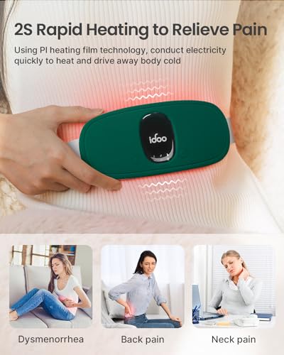 Image of iDOO Travel Heating Pad, FSA Eligible Item, Portable Heating Pad for Period Cramps with 3 Heat Levels and 3 Massage Modes, Menstrual Heating Pads for Women, Gifts for Girlfriend Mom Wife Women (Green)