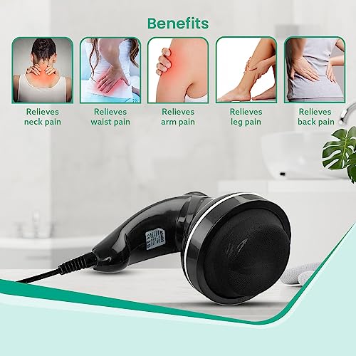 AGARO Atom Electric Handheld Full Body Massager with 3 Massage Heads, Mesh Cover, Variable Speed Settings for Pain Relief and Relaxation, Back, Arms, Leg & Foot, Black. (Image - 3)