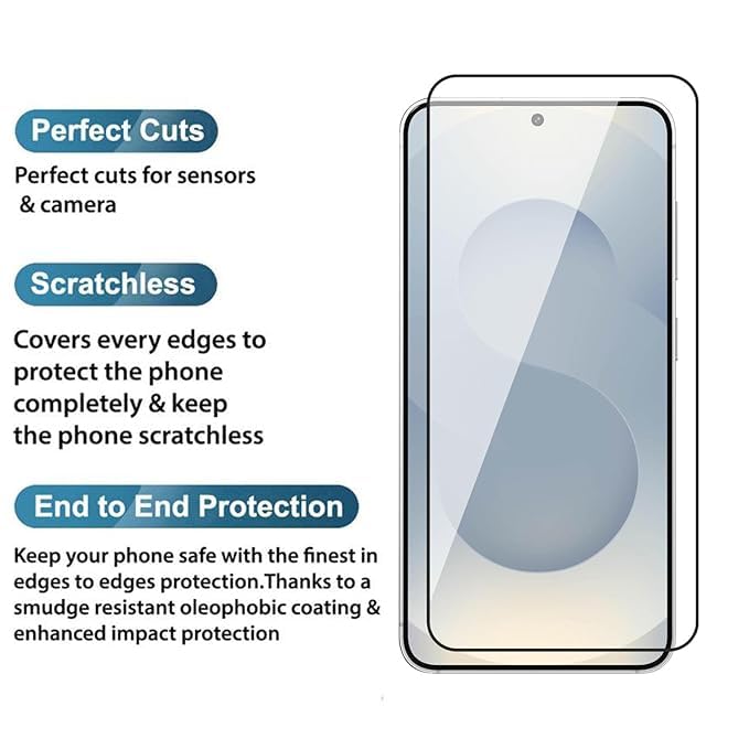 Image of Military-Grade Gorilla Tempered Glass For Samsung Galaxy S25 Edge 5G (Black) Edge To Edge Coverage With Easy Installation Kit (Samsung S25 Edge)