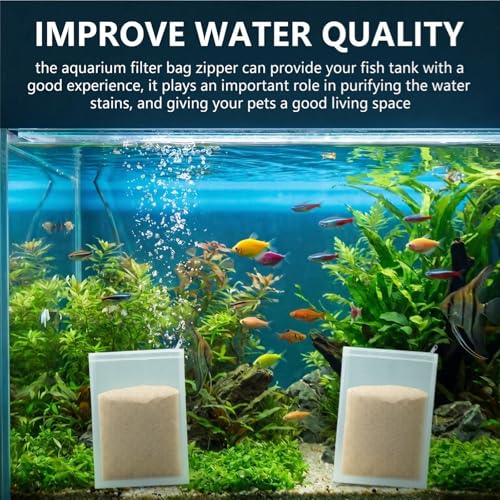 Image of Geiserailie 4 Pcs Aquarium Filter Media Bags 150 Micrometer Fine Filter Bags Mesh Reusable with Zipper for Activated Carbon Resins (5.5 x 7.9 Inch)