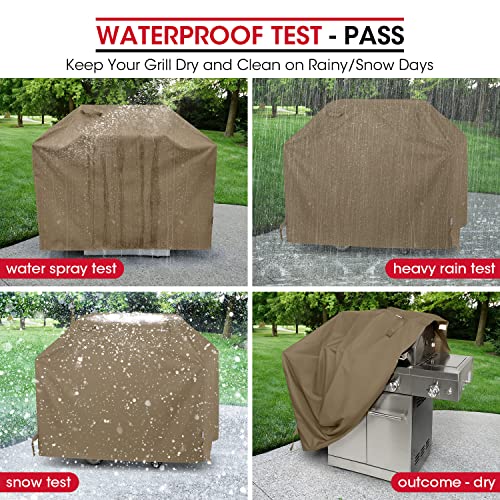 Unicook Grill Cover 55 Inch, Heavy Duty Waterproof Bbq Cover With Sealed Seam, Rip And Fade Resistant Bbq Grill Cover, Compatible With Weber Charbroil Grills, 55" W X 23" D X 42" H, Neutral Taupe #TOP7