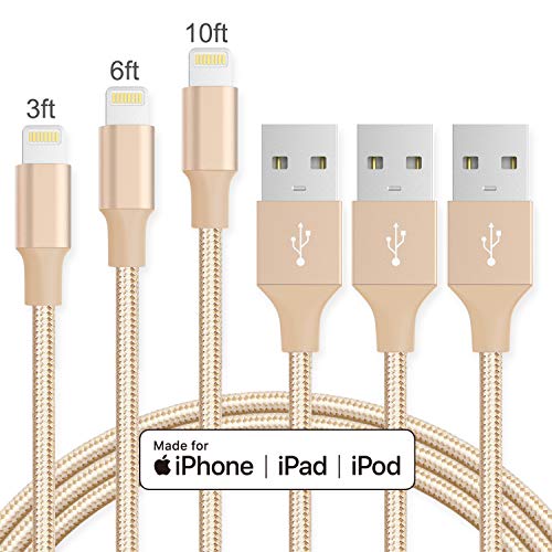 MFi Certified Lightning Cable - Novtech 3Pack 3FT 6FT 10FT iPhone Cable Nylon