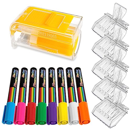 AOIT Queen Bee Marking Kit One-Handed Queen Catcher Bottle Cage 5 Transparent Plastic Queen Clips 8 Marker Pens Beekeeping Supplies for Beehive