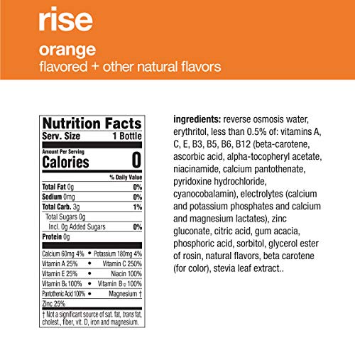 vitaminwater zero rise, electrolyte enhanced water w/ vitamins, orange drinks, 16.9 Fl Oz (Pack of 24)