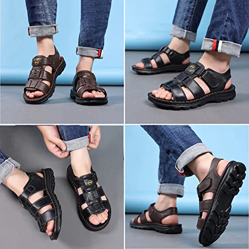 Mens Sandals, Casual Open Toe Leather Handmade Sandals, Summer Outdoor Adjustable Fisherman Beach Sandals4