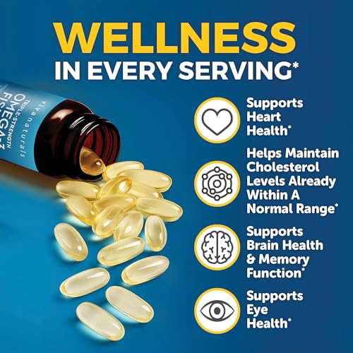 Image of Omega 3 Fish Oil Supplement for Women and Men - 2500 mg Triple Strength Fish Oil per Serving with Omega 3 Fatty Acids Including EPA, DHA DPA - 180 Pescatarian-Friendly Softgels