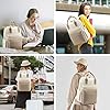 LOVEVOOK Rucksack Damen, 15,6 Zoll Laptop Schulrucksack Mädchen Teenager mit Laptopfach, Wasserdichter Schultasche Daypack Elegant für Schule Uni Reise Arbeit, Khaki Beige #5