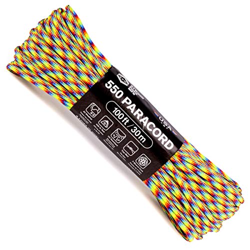 Image of Atwood Rope MFG 550 Paracord 100 Feet 7-Strand Core Nylon Parachute Cord Outside Survival Gear Made in USA | Lanyards, Bracelets, Handle Wraps, Keychain (Trippin)