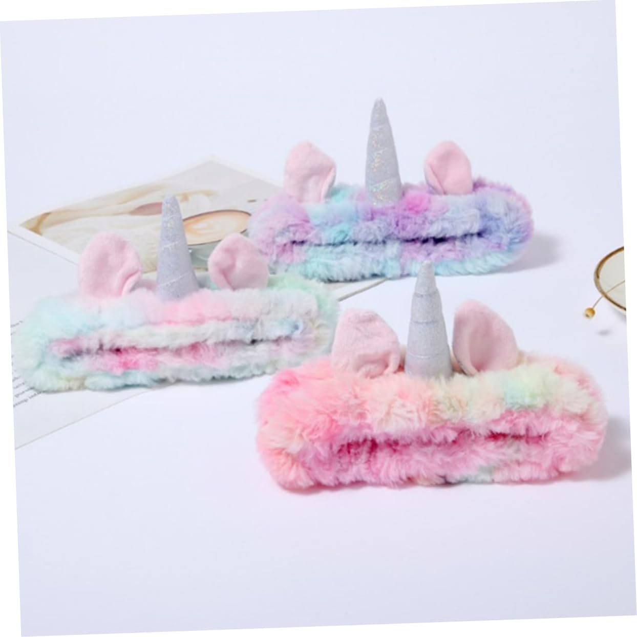COLLBATH 9 Pz fascia per unicorno bandane ghetta per il collo da donna fasce per animali scrunchies hair band Fasce per per il lavaggio del viso fasce per la testa vello di corallo