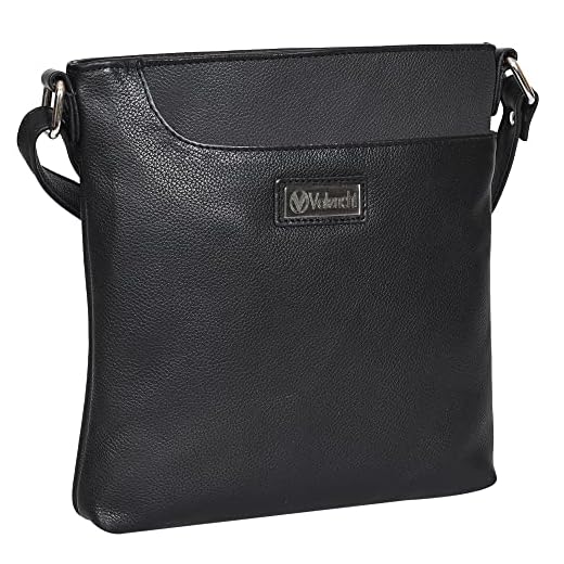 Bolsa tiracolo feminina de couro legítimo – Bolsa de ombro feminina feita à mão por Levogue (caçador de óleo marrom), Black Softy, Medium