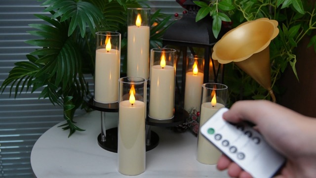 Image of 24-Pack LED Flameless Candles(14 /16 /18cm) with 4 Timers Remote - 3D Flickering Flame, Clear, Perfect Decor for Home & Events.