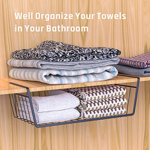 Hanging Under Shelf Storage Basket - Ispecle 4 Pack Under Cabinet Desk Storage Shelf Organizer Sliding Pantry Organization And Storage For Kitchen Pantry Bookshelf, Black #TOP5