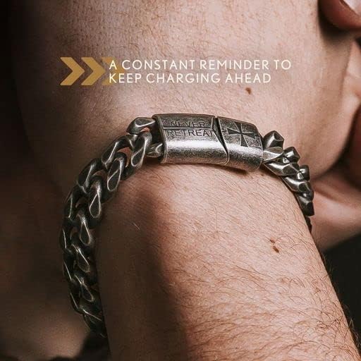 iHeartDogs Hero Company Link Bracelet for Men - The Knights Templar 'Never Retreat, Never Surrender' Chain Bracelet - Image 5