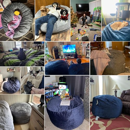 Whatsbedding DARK GRAY [Velvet Fabric] Large Bean Bag Chair: 4 Ft Memory Foam Bean Bag Chairs thumb #4