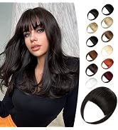 Wodelanle Clip in Bangs,Natural Fake Bangs Hair Clip,Dark Brown French Bangs Fringe with Temples ...