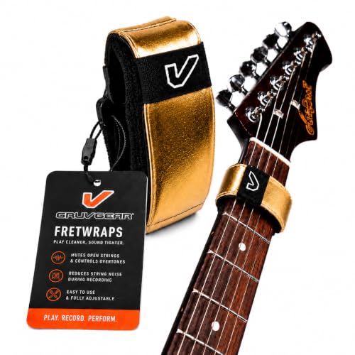Image of Gruv Gear Fret Wrap & Guitar Mute, Fretwrap for Acoustic, Electric & Bass | String Dampener Recording, Tapping & Practice Accessory (1 Pack, Medium Gold, Fits 5 String Bass, 7 String Guitar)
