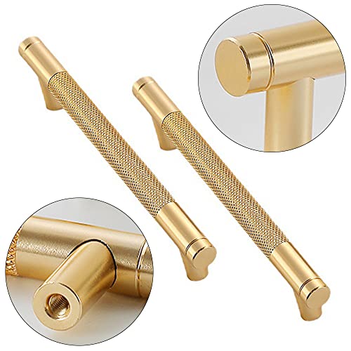 DAJUXIN 2 Pcs Gold Cabinet Handles with Screws - Kitchen Drawer Handles for Cupboards & Chest of Drawers (Golden, 125mm) - Image 3