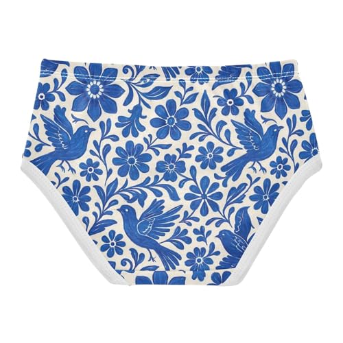 Joisal Blue White Floral Birds Girls Underwear Toddler 2t Cotton Cute Panties Girl Personalized Briefs Kids Undies2