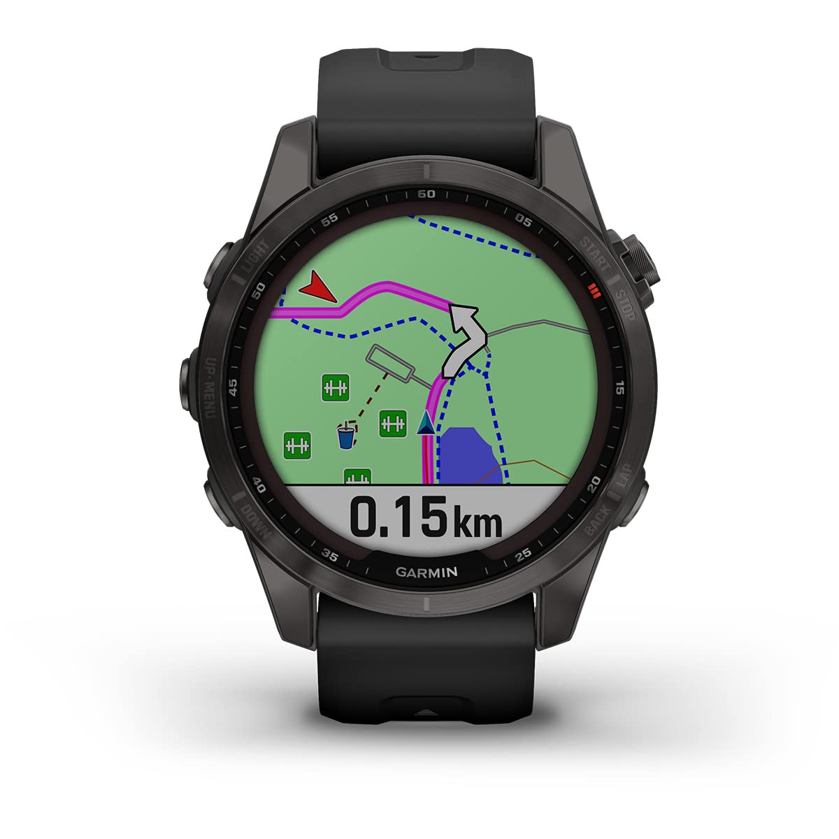 Fenix 7S Sapphire SolCarbon Grey DLC Ti avec Bande Noire EMEA