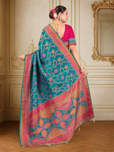 Image of Glory Sarees Women's Luxurious Dola Pure Silk Original Saree Position Print Work Madhubani Inspired Motifs Banarasi Kanjivaram Style Saree With Blouse Piece (Elegant101 Parent)