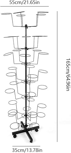 Miniatura 3 de NOLANTISI Exhibición giratoria para sombreros de 7 niveles y 35 sombreros, soporte ajustable para sombreros, sombreros de exhibición giratorios,