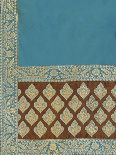 Image of PURVAJA Women's Kanjiwaram Semi-Stitched Lehenga choli