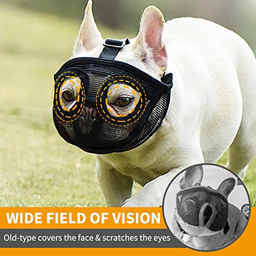image for BARKLESS Short Snout Dog Muzzle, Breathable Mesh Flat Faced Muzzle for