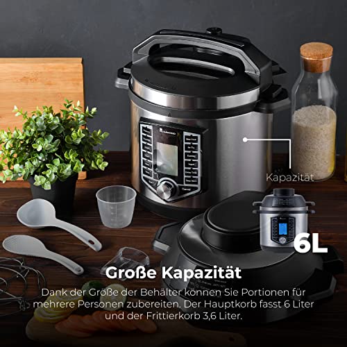 MasterPro-FryCook-Freidora-Sin-Aceite-AirFryer-y-Olla-a-Presion-de-1500W-y-6L-Olla-de-Cocina-Programable-con-44-Funciones-Automaticas-Olla-Express-12-Programas-de-Cocinado-Diferentes-en-1