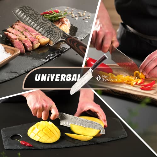 Foto von HORLAT YifantacyCACA Heim Solution Santoku Messer Allzweckmesser mit passendem Schleifstein rostfreier Stahl 18cm Klinge Damast Muster scharfe Klinge für Fleisch Gemüse