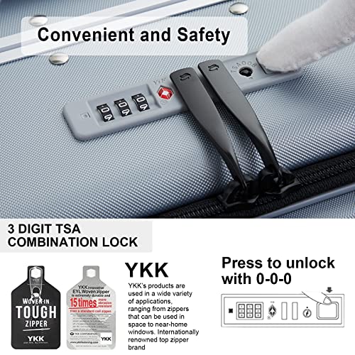 Image of MILADA Luggage Suitcase with Front Laptop Pocket, 18'' 20 Carry On Luggage 24'' Checked-In Medium Hardside Suitcase Rolling Travel Suitcase with Spinner Wheels & TSA Lock, Grey, 20-Inch Carry On,