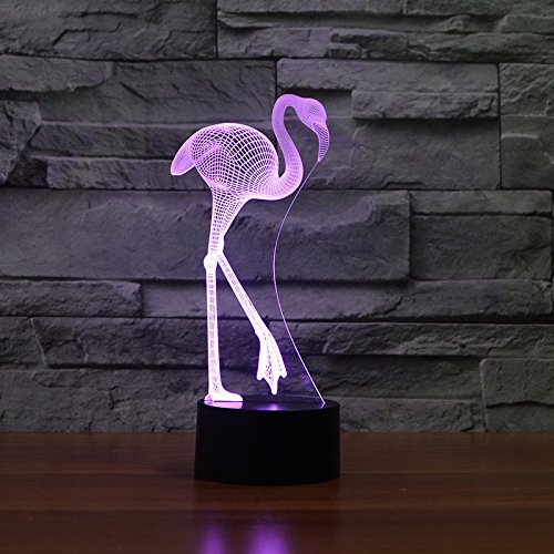 Preisvergleich Produktbild 3D Tierflamingoform Nachtlicht, 16 Farbwechsel Fernbedienung Schlafzimmer Deko USB Tischlampe, Optische Illusions LED Nachtlampe, Für Kinder Weihnachten Geburtstag Beste Geschenk Spielzeug
