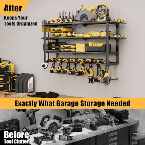 Spampur 420LB Capacity Power Tool Organizer with Charging Station & 6 Outlets | Quick Assembly 4-Layer Heavy Duty Rack for Drills & Batteries | Ultimate Garage Storage & Christmas Gift for Men by Spampur - Image 5