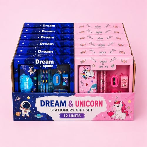 Image of Toy Imagine Pack of 12 Stationery Set Return Gifts for Boys & Girls 12 Pencil Box,24 Designer Pencil,12 Ruler,12 Eraser,12 Sharpener,12 Crayon Sets(6 Colours in Each) Birthday Gift for Kids Age 3-12