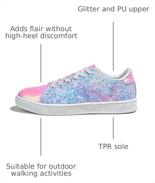 Image of LUCKY STEP Women's Sparkly Glitter Shoes Bling Shiny | Sparkle Bedazzled Fashion Sneaker for Walking Wedding | Dressy Versatile Casual Style