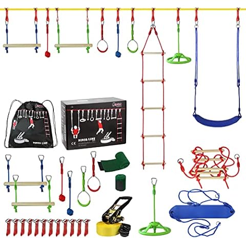 ALPIDEX Ninja Niños Slackline Kids Obstacles Set Cover