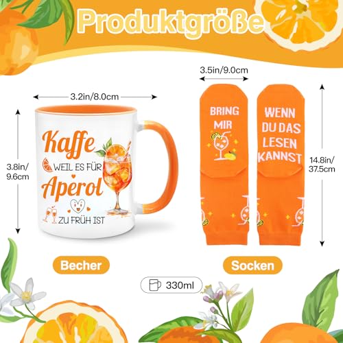 Bingtoo Aperol Geschenk, Aperol-Tasse und Socken, Aperol Spritz Geschenk für Frauen, Männer, Freunde, Geburtstag, Accessories, Deko, Gläser