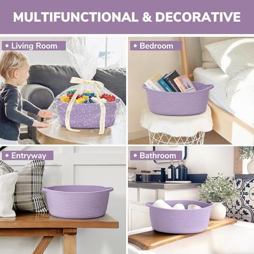 Image of CHICVITA Large Gift Basket Empty with Bags & Ribbon for Baby Shower, Purple