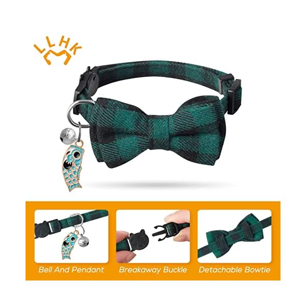 Llhk 4 pack small fish cat collars with bow tie and bell,personalized breakaway kitten collar for girl boy cats,adjustable 7-12inch,cute for kitty kitten adult cats,pet supplies,stuff,accessories - image 5