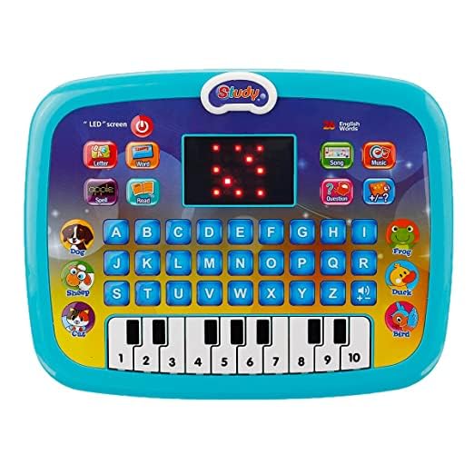 AYME Educational Learning Kids Laptop Tablet Computer Plus Piano with led Screen Music Fun Toy Activities for Kids Toddlers 1 2 3 4 5 6 + Year Old albhabet Words Sound a b c 1 2 3